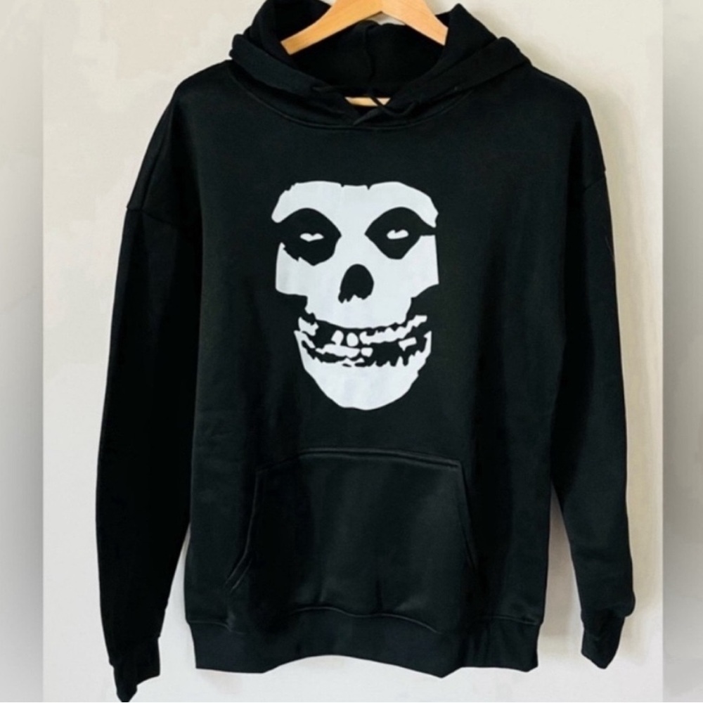 New Misfits Fiend Graphic Punk Rock Goth Black Oversized Hoodie Unisex Medium